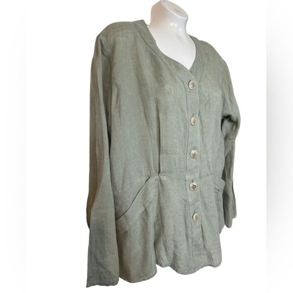 Flax Jackets & Blazers - Flax 100% Linen Lightweight Button Jacket